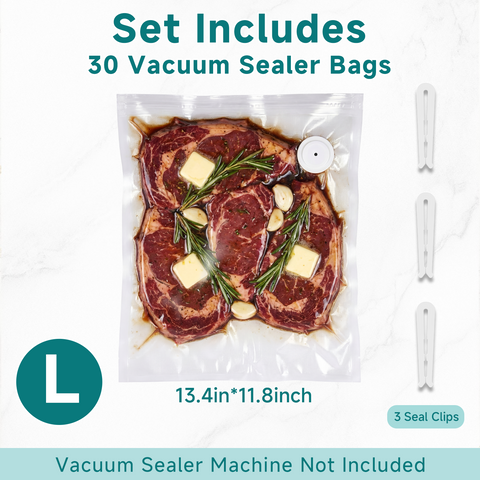 Reusable Vacuum Sealer Bags – Large, 30-Pack