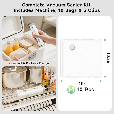 ZB-S60 Handheld Vacuum Sealer + 10 Reusable Bags