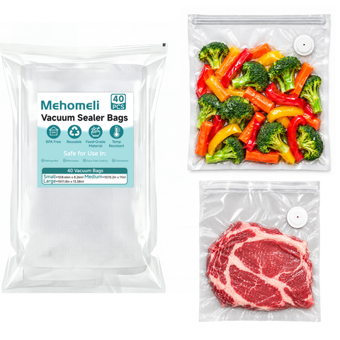 Reusable Vacuum Sealer Bags – Mixed Sizes, 40-Pack