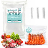 Mehomeli Reusable Vacuum Sealer Bags for Food – 30 BPA-Free Small (8.66in × 8.26in) Food Storage Bags, Freezer Microwave Safe, Odor-Resistant, Leak-Proof – Compatible with Handheld Vacuum Sealers