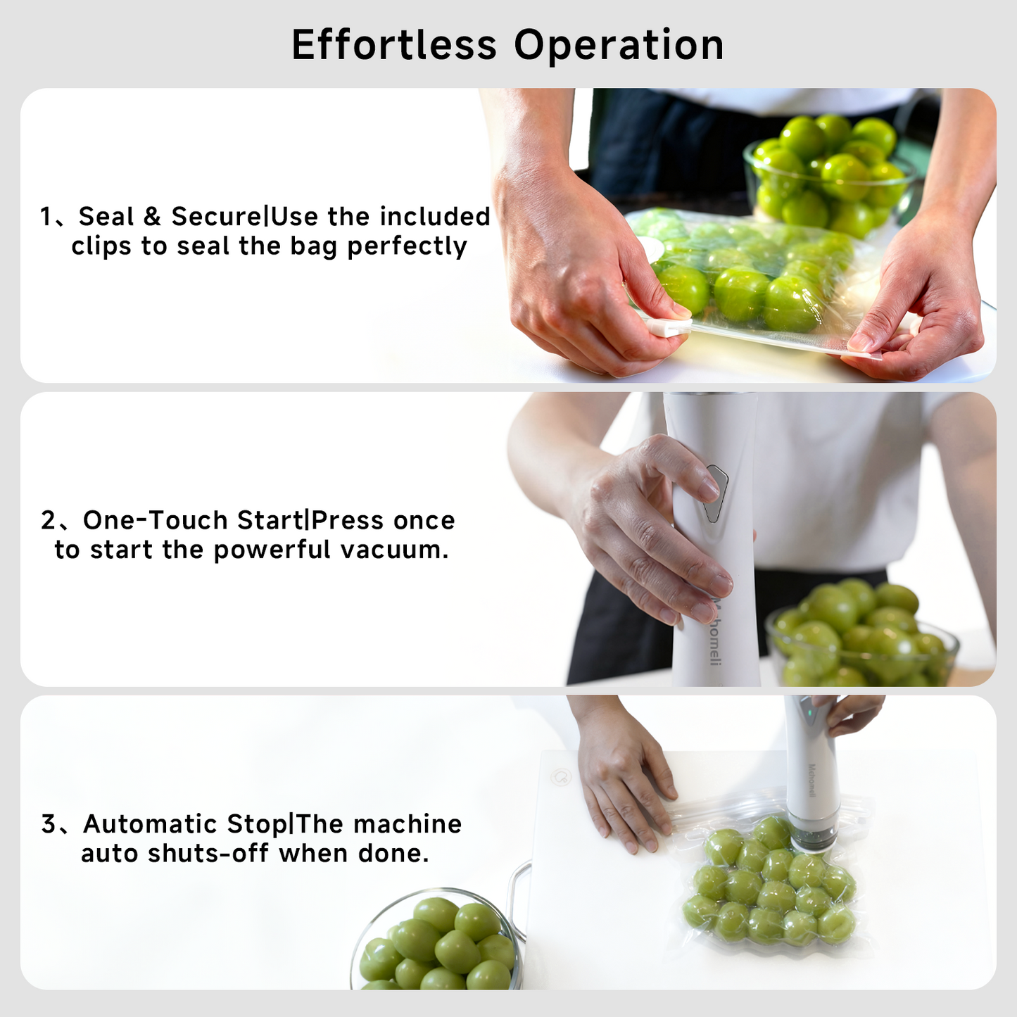 Compact Vacuum Sealer for Food (Vacuum Sealer Machine + 30 Reusable Vacuum Bags), Powerful Handheld Vacuum Sealer Machine, Seal Food 6X Fresh Longer, Portable & Wireless, Easy-Clean