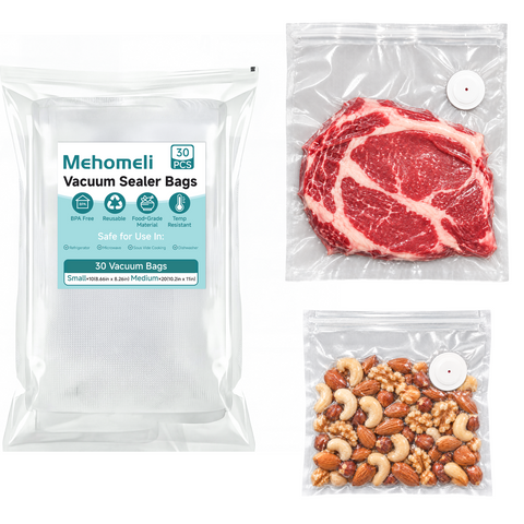 Reusable Vacuum Sealer Bags – Mixed Sizes, 30-Pack