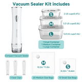 Glass Vacuum Seal Containers for Food Storage, 3pcs set [1x Small, 1x Medium, 1x Large],Works with Handheld Vacuum Sealer for Freezer, Liquid & Delicate Foods,BPA-Free, with Date Tracking Lid