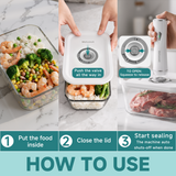 Glass Vacuum Seal Containers for Food Storage, 3pcs set [1x Small, 1x Medium, 1x Large],Works with Handheld Vacuum Sealer for Freezer, Liquid & Delicate Foods,BPA-Free, with Date Tracking Lid