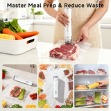 Compact Vacuum Sealer for Food (Vacuum Sealer Machine+3 Glass Vacuum Containers+30 Reusable Vacuum Bags),Powerful Handheld Vacuum Seal Machine,Seal Meal Saver,Portable Food Sealer,Easy-Clean